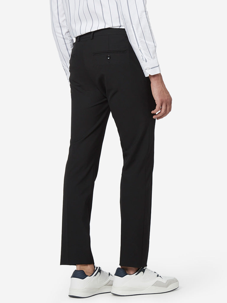 WES Formals Black Ultra Slim Fit Trousers Back View