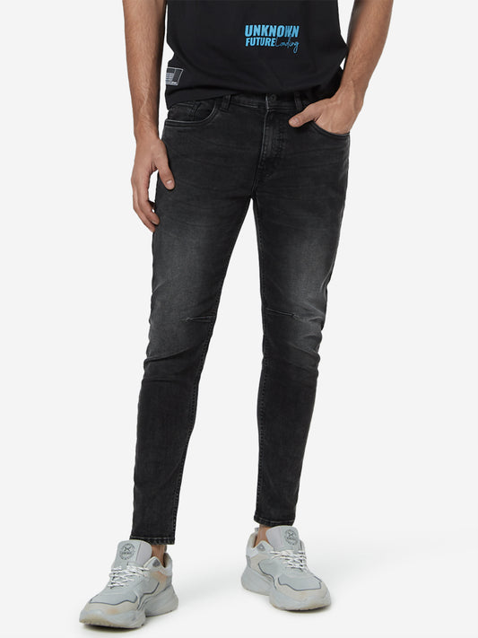 Nuon Charcoal Nuo-Flex Rodeo Carrot Fit Jeans | Charcoal Nuo-Flex Rodeo Carrot Fit Jeans | Charcoal Nuo-Flex Rodeo Carrot Fit Jeans for Men Front View - Westside