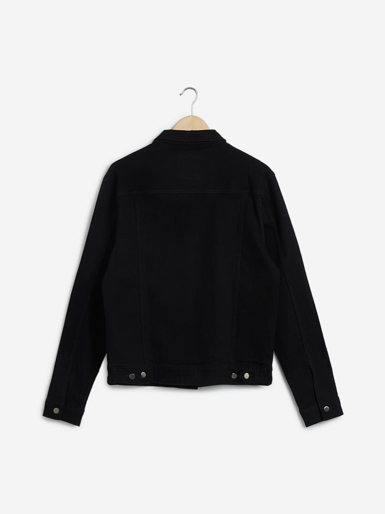 Buy Men Black Solid Casual Jacket Online - 715281 | Van Heusen