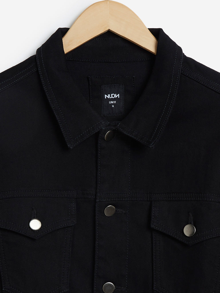 Shop Nuon Black Slim-Fit Denim Jacket Online – Westside