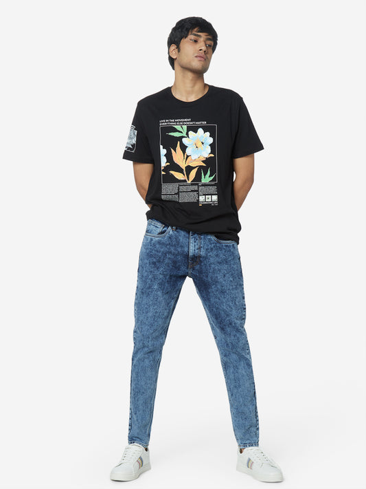 Nuon Blue Acid Wash Rodeo Carrot Fit Jeans | Nuon Blue Acid Wash Rodeo Carrot Fit Jeans for Men Standing View - Westside