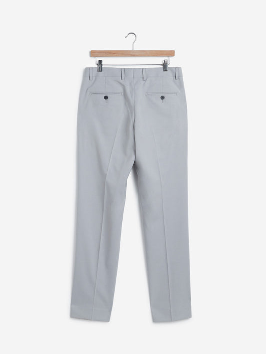 WES Formals Light Grey Slim Fit Trousers Back View