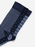 WES Lounge Navy Full-Length Socks Pack of Three Close Up View 