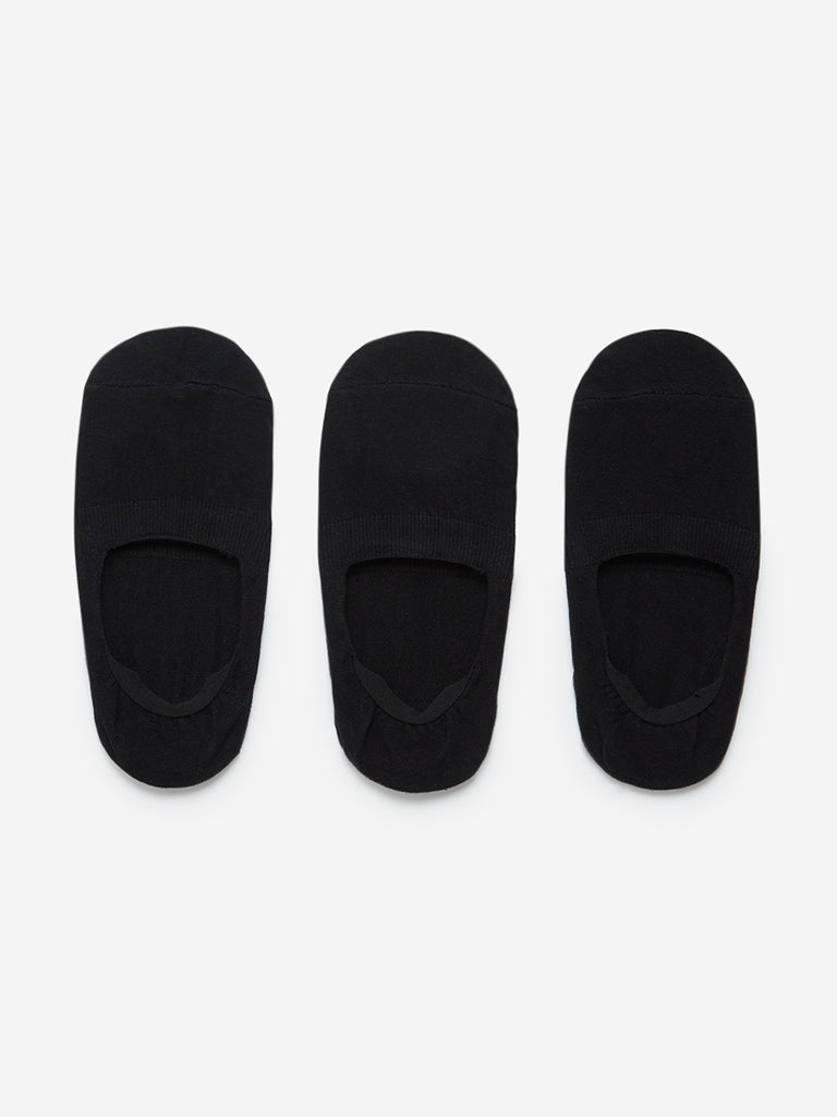 WES Lounge Black Invisible Socks Pack Of Three