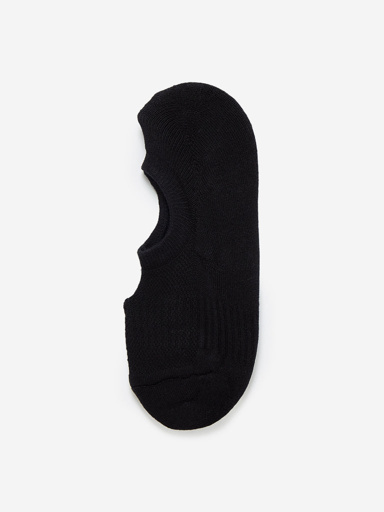WES Lounge Black Trainer Socks Pack Of Three Front View - Westside