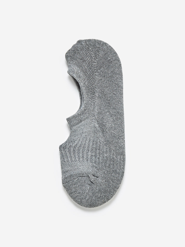WES Lounge Grey Trainer Socks Pack of Three Front View - Westside
