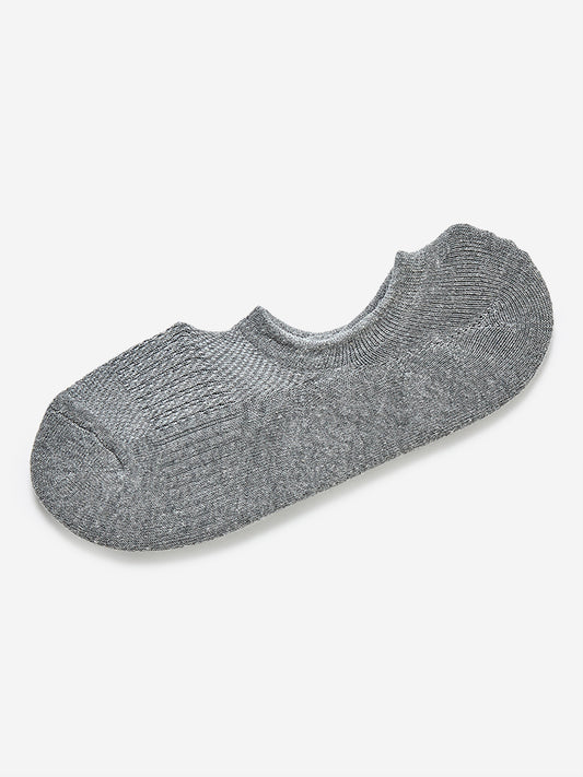 WES Lounge Grey Trainer Socks Pack of Three Close Up View