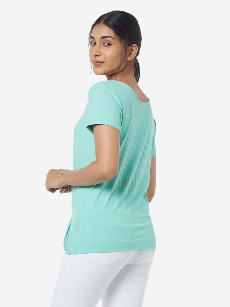 LOV Mint Ribbed Twister Top