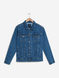 Nuon Blue Slim Fit Denim Jacket | Nuon Blue Slim Fit Denim Jacket for Men Front View - Westside