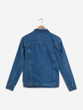 Nuon Blue Slim Fit Denim Jacket | Nuon Blue Slim Fit Denim Jacket for Men Back View - Westside