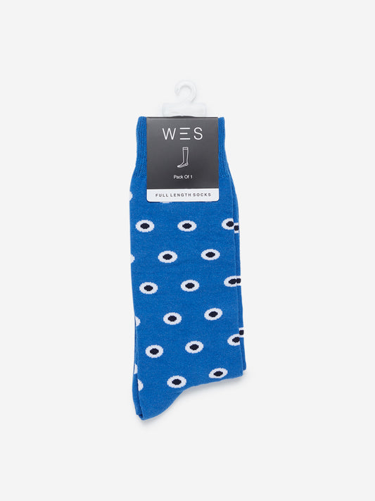 WES Lounge Blue Circular Print Full-Length Socks