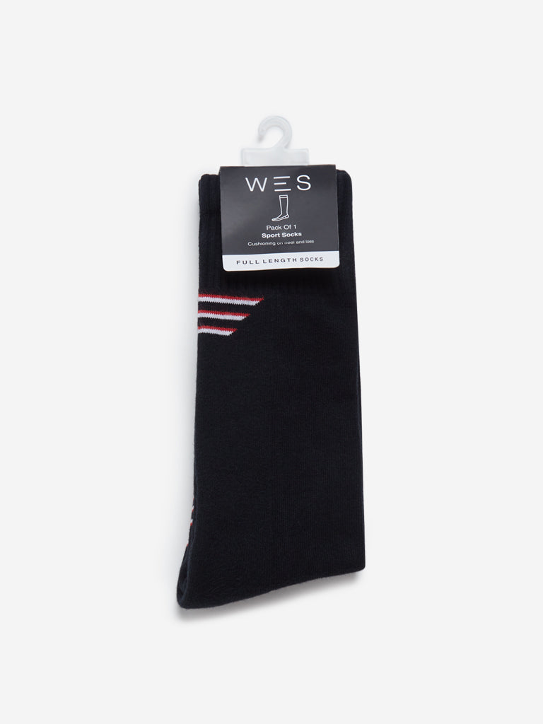 WES Lounge Black Full-Length Sports Socks