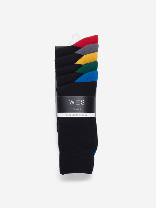 WES Lounge Black Full-Length Socks Pack of Five Product View 