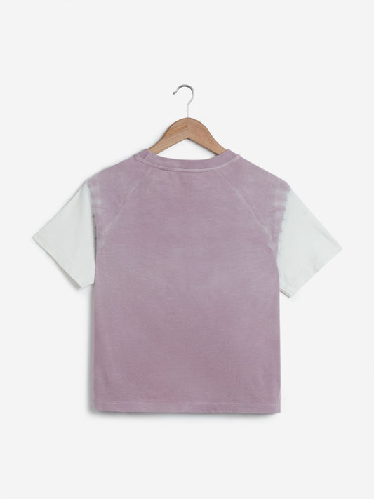 Studiofit Mauve Raglan Sleeved Cotton T-Shirt