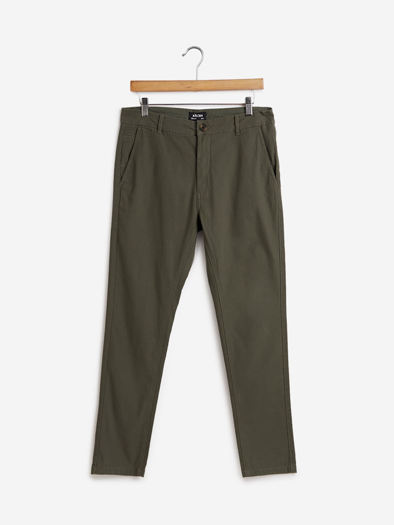 Nuon Olive Cotton Blend Skinny-Fit Rocker Chinos