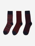 WES Lounge Dark Red Full-Length Socks Set Front View - Westside