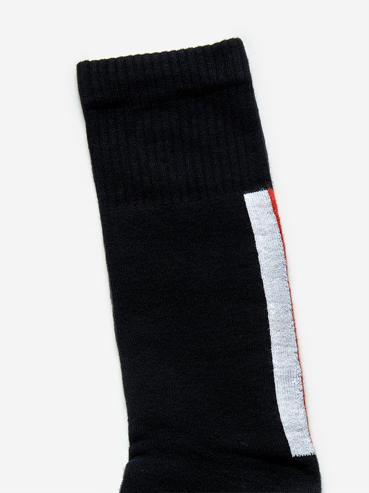 WES Lounge Black Sports Socks Pack of One Close Up View 