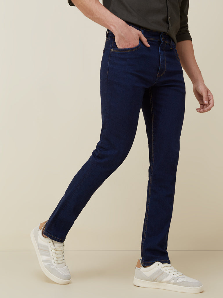 Dark Blue Mid Rise Skinny Jeans