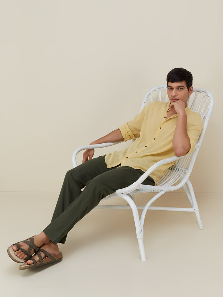 ETA Yellow Resort-Fit Luxe Shirt Sitting View