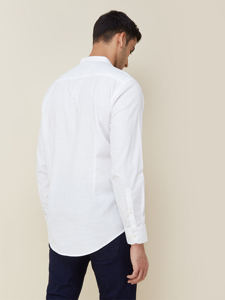 Ascot White Relaxed Fit Shirt | White Relaxed Fit Shirt | White Relaxed Fit Shirt for men back view - Westside