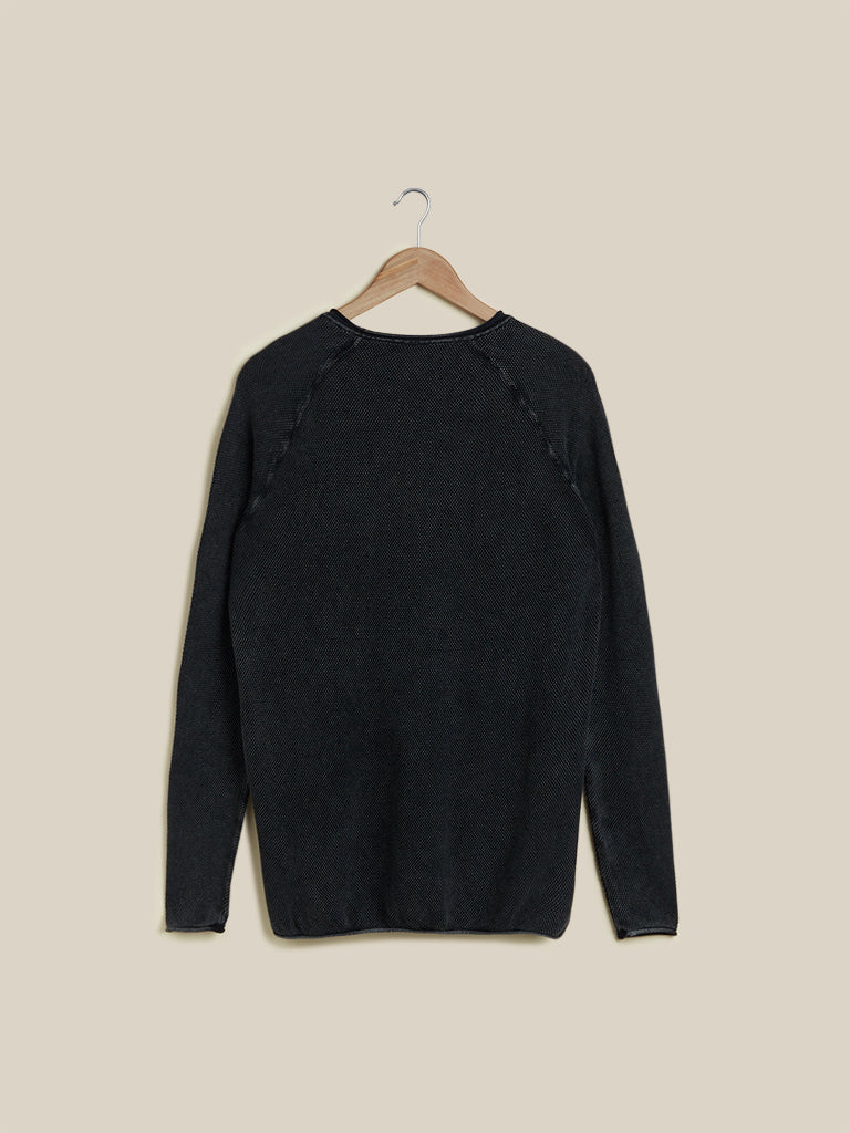 ETA Charcoal Slim Fit Sweater | Charcoal Slim Fit Sweater for Men Back View - Westside