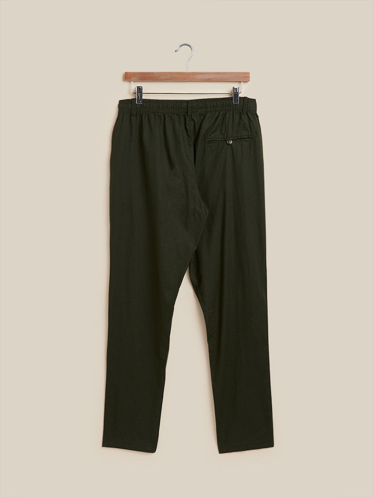 ETA Olive Slim Fit Chinos | Olive Slim Fit Chinos for Men Back View - Westside