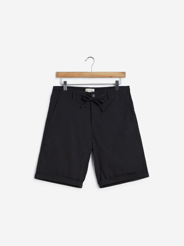 ETA Charcoal Slim-Fit Shorts | Charcoal Slim-Fit Shorts | Charcoal Slim-Fit Shorts for Men Front View - Westside