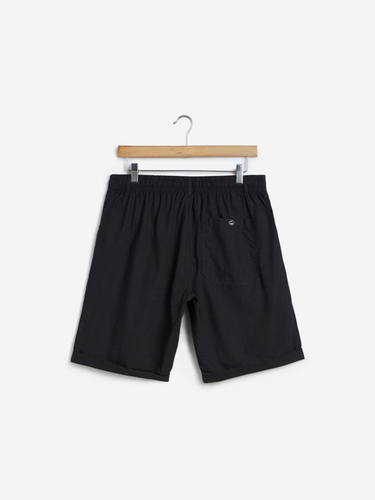 ETA Charcoal Slim-Fit Shorts | Charcoal Slim-Fit Shorts for Men Back View - Westside