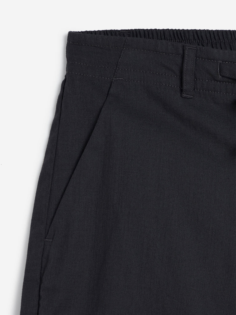 ETA Charcoal Slim-Fit Shorts | Charcoal Slim-Fit Shorts for Men Close Up View - Westside