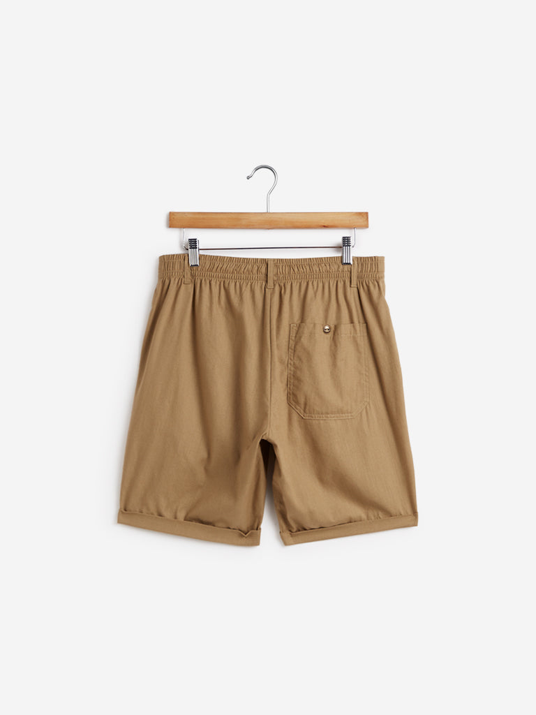 ETA Beige Slim Fit Shorts | ETA Beige Slim Fit Shorts for Men Back View - Westside