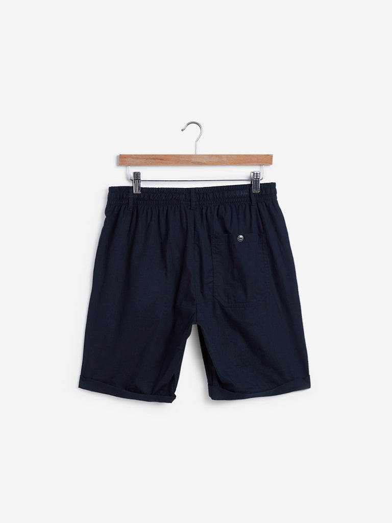 ETA Navy Slim Fit Shorts | ETA Navy Slim Fit Shorts for Men Back View - Westside