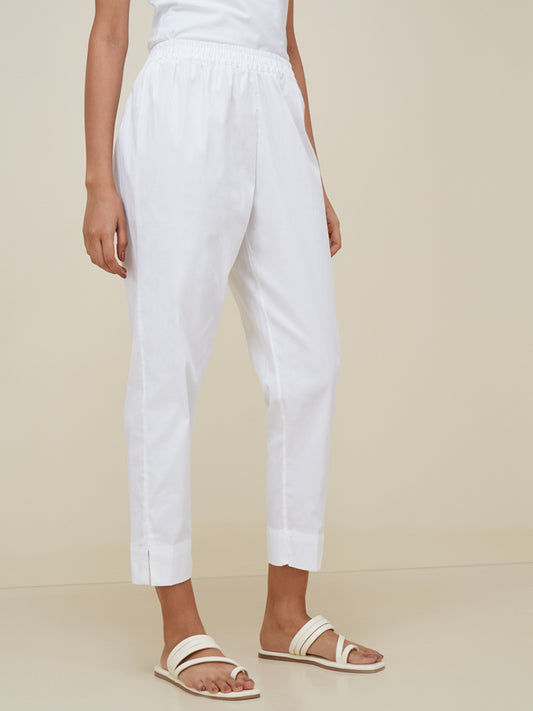 Utsa White Cropped Ethnic Pants