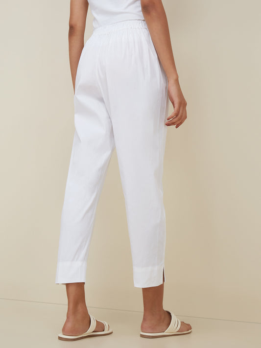 Utsa White Cropped Ethnic Pants