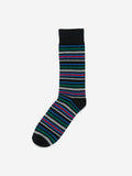 WES Lounge Black Striped Full-Length Socks Front View - Westside
