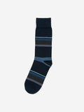 WES Lounge Navy Stripe Print Full-Length Socks Front View - Westside