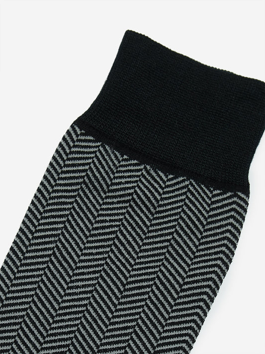 WES Lounge Black Pack of One Premium Socks Close Up  View 