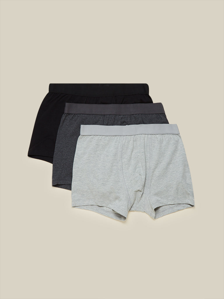 WES Lounge Black And Grey Trunks Set of Three Front View - Westside