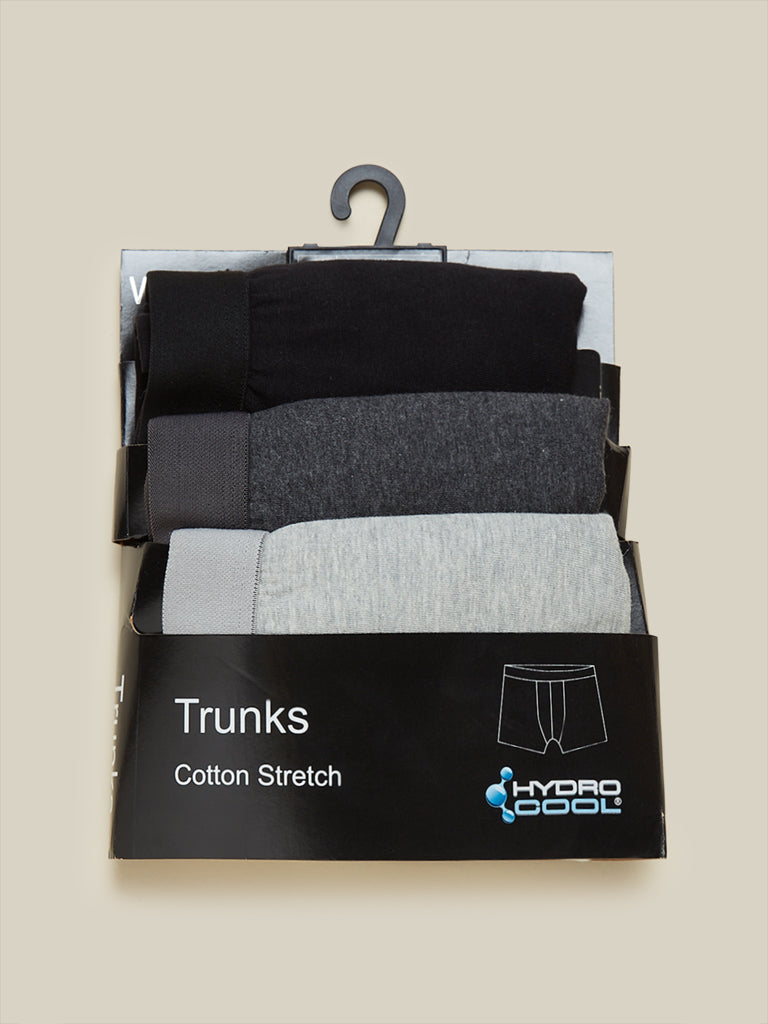 WES Lounge Black And Grey Trunks Set of Three Product View 