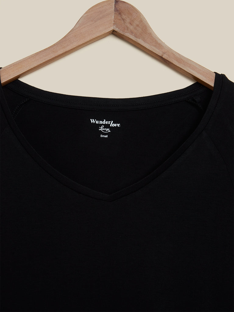 Wunderlove Black Raglan-Sleeved Supersoft T-shirt