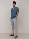 ETA Navy Textured Slim-Fit T-Shirt | ETA Navy Textured Slim-Fit T-Shirt for Men Standing View - Westside