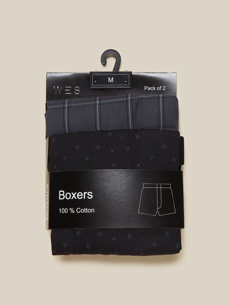 WES Lounge Grey Relaxed-Fit Boxers Set of Two Product View 