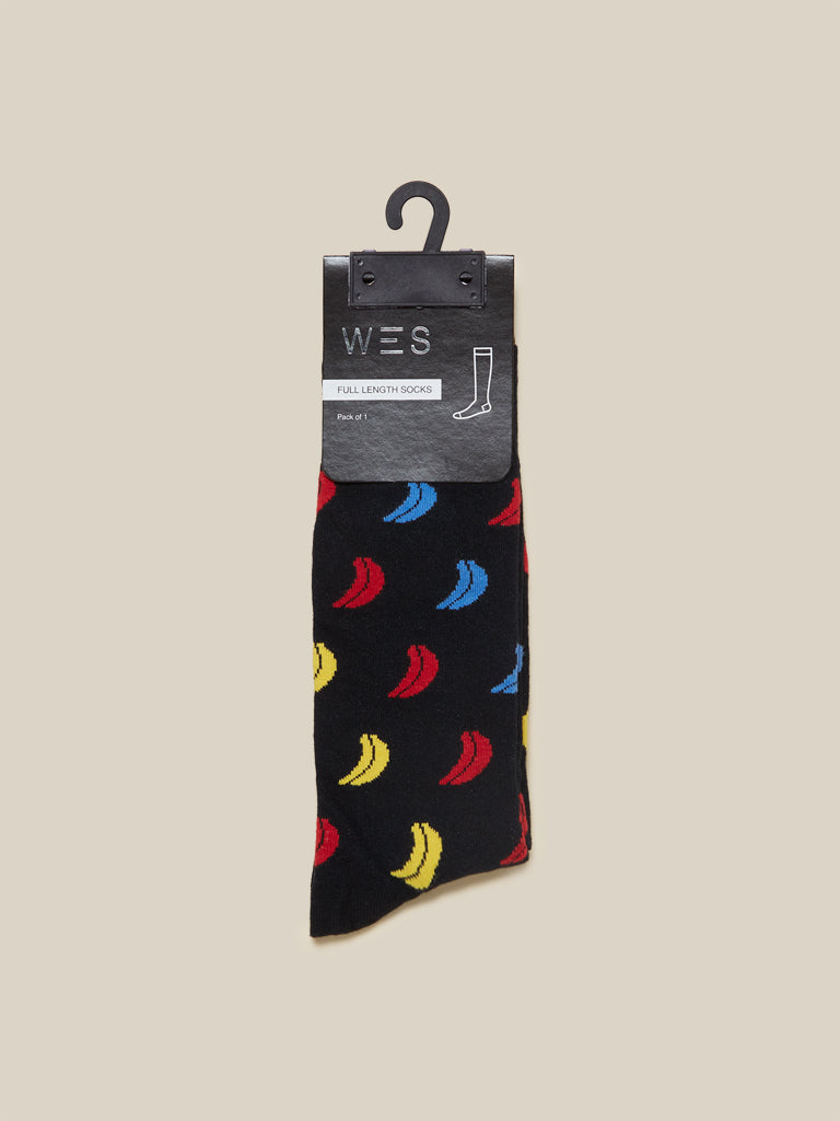 WES Lounge Black Full Length Socks Pack Of One Product View 