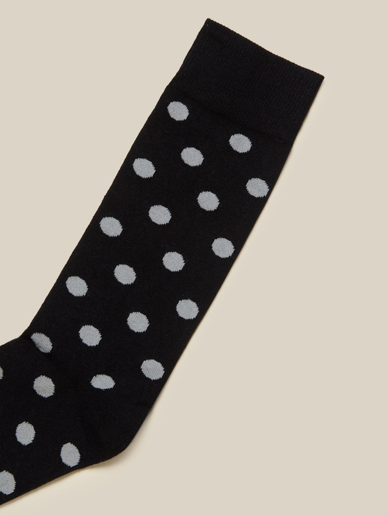 WES Lounge Black Full Length Socks Pack Of One Close Up View 