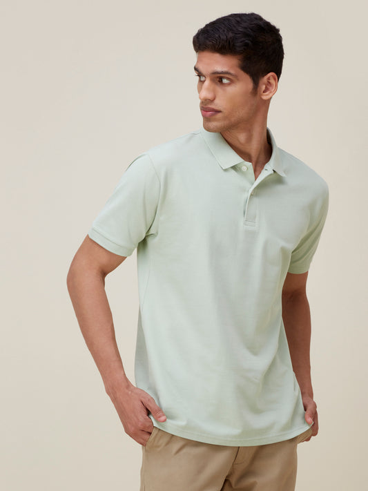WES Casuals Sage Slim-Fit Polo T-Shirt | Sage Slim-Fit Polo T-Shirt for Men Front View - Westside