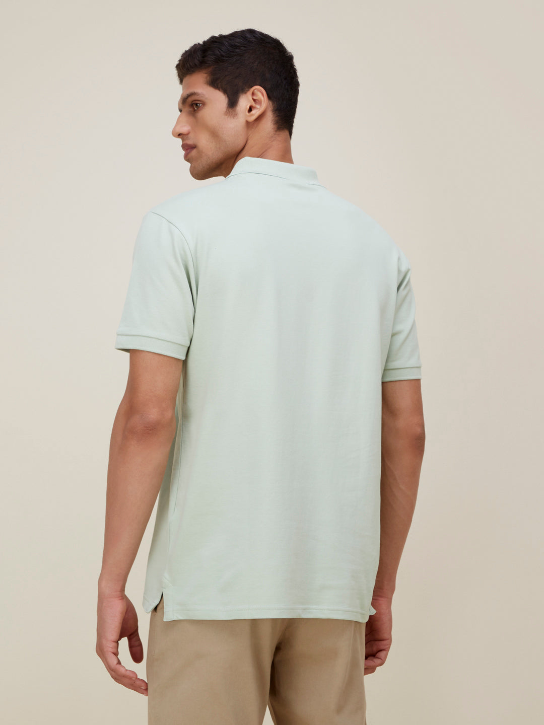 WES Casuals Sage Slim-Fit Polo T-Shirt | Sage Slim-Fit Polo T-Shirt for Men Back View - Westside