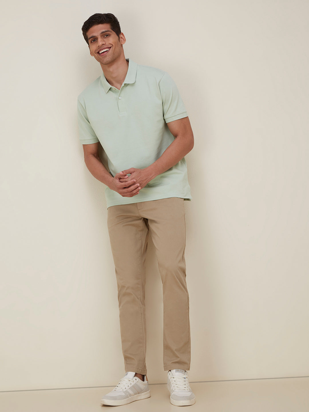 WES Casuals Sage Slim-Fit Polo T-Shirt | Sage Slim-Fit Polo T-Shirt for Men Full View - Westside