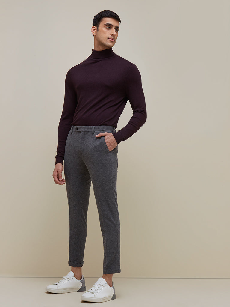 Slim Crop Micro Check Suit Trousers | boohoo