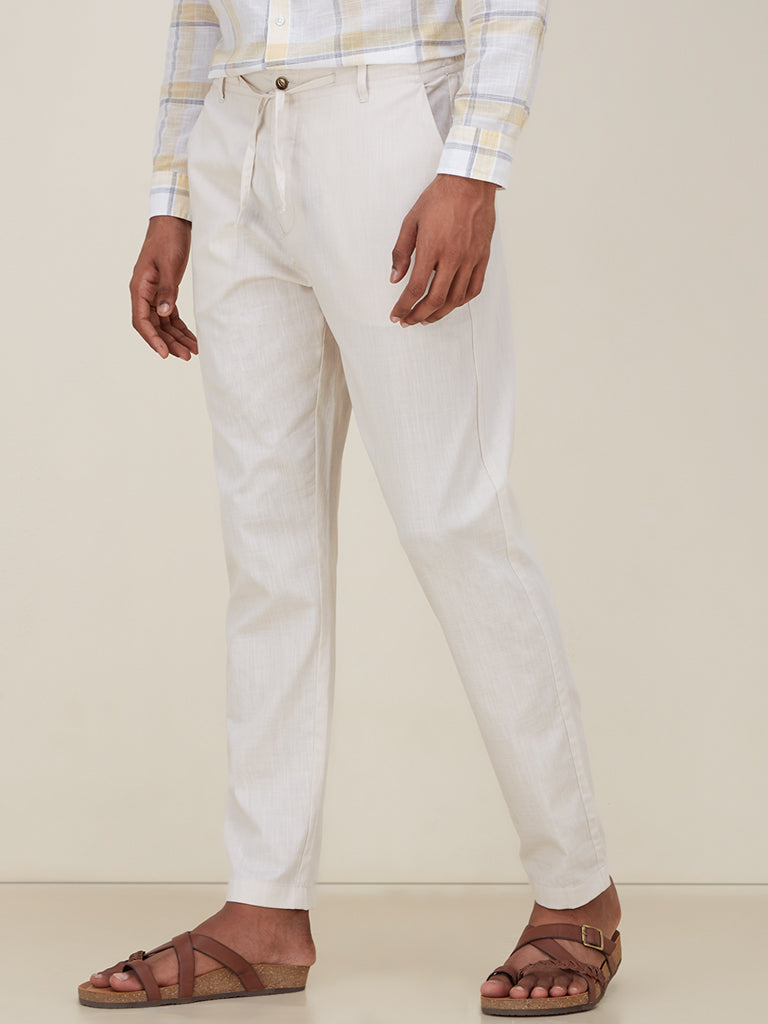 ETA Off-White Slim-Fit Chinos | Off-White Slim-Fit Chinos for Men Front View - Westside