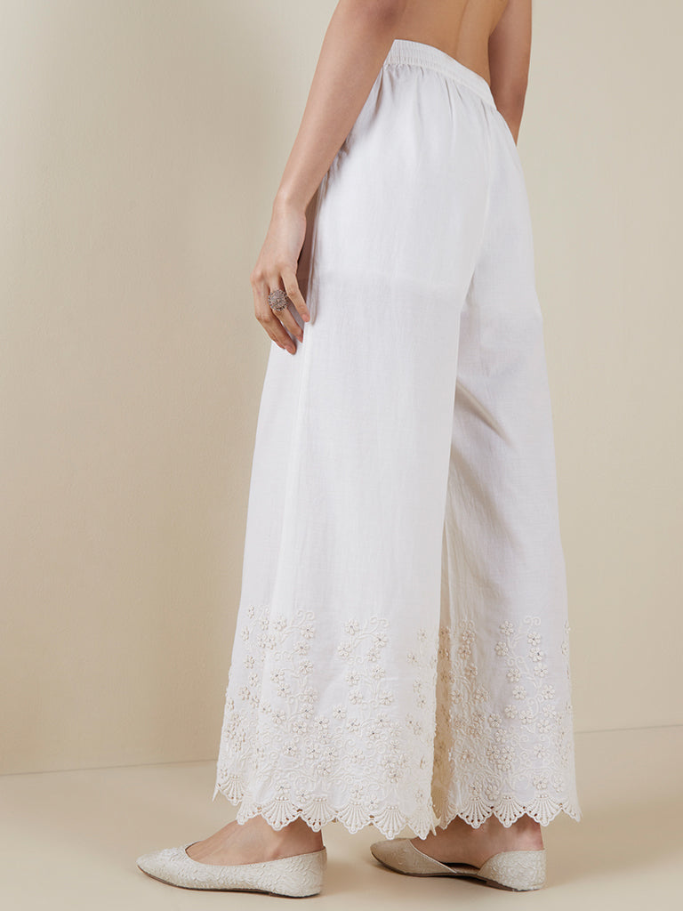LASTINCH | Crystal White Lace Palazzo | Sizes XXS to Up to 8XL