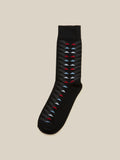 WES Lounge Navy Geometric Full-Length Socks Front View - Westside